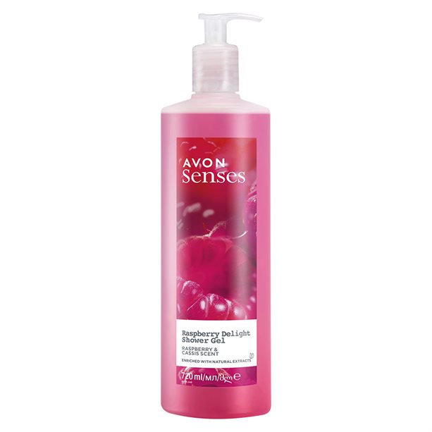 ژل دوش سایز بزرگ تمشک آون Avon Senses Raspberry Delight Shower Gel 720ml